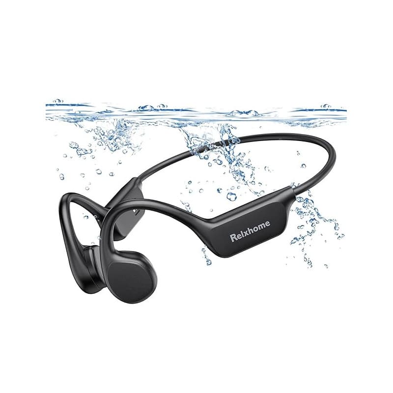 Relxhome Casque Conduction Osseuse, Écouteur Natation À Bluetooth 5.4, mémoire 32 Go intégrée, Lecteur MP3 Étanche IPX8, 10 Heur