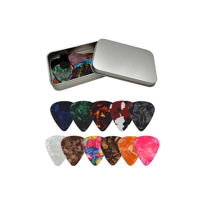 Mediator Guitare Acoustique, Médiateur, Guitar Picks Lot de 24, Pour Guitare Ukulélé, Acoustique, Électrique, Basse, Médiator de