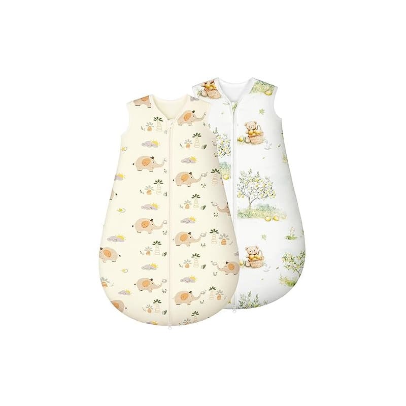 Yukkidds Gigoteuse Bébé Hiver 1.5 TOG en Coton Doux, Turbulette Chaude avec Fermeture Éclair, Lot de 2, pour Nouveau-né Garçons