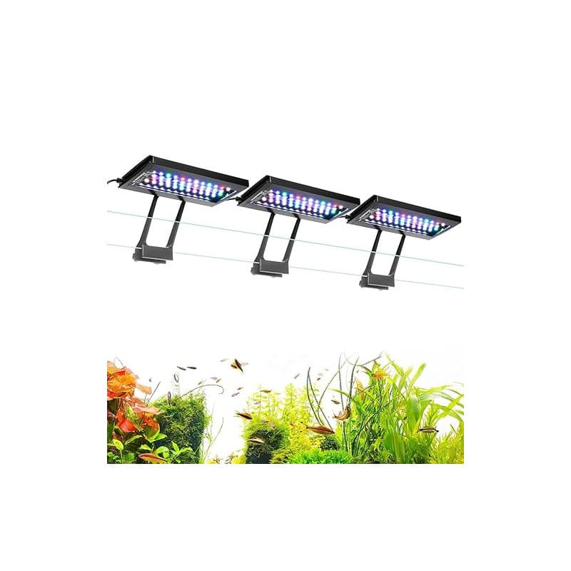 hygger Three Channel Clip On Éclairage Aquarium LED, 36W Full Spectrum Lampe Aquarium, 24/7 Lighting and DIY Mode with 7 Colors,