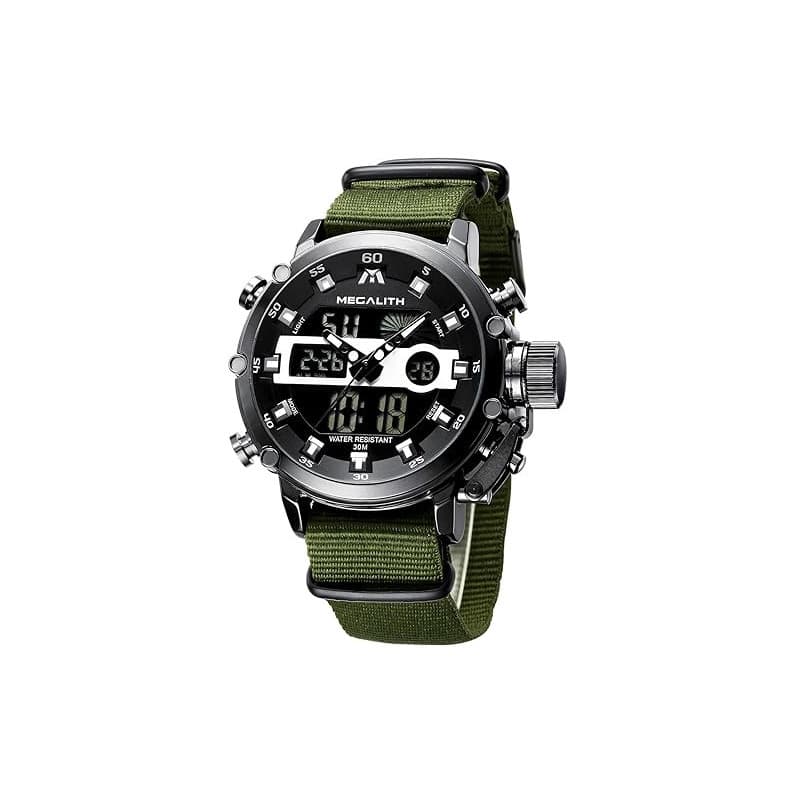 MEGALITH Montre Homme Digitale Militaire Sport Montre Numerique Homme Etanche 3ATM Grand Cadran Montres Bracelet avec Chronomètr