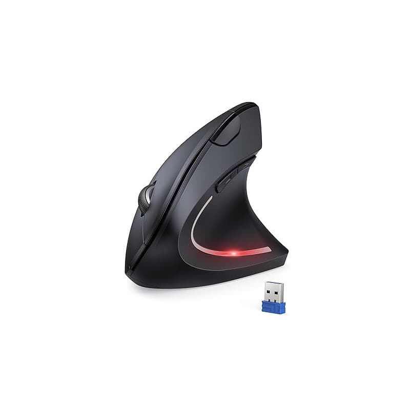 TECKNET Souris Ergonomique sans Fil 2.4G, Silencieuse Verticale Souris avec 4800 DPI Réglable, 6 Boutons, LED, Prévention Syndro
