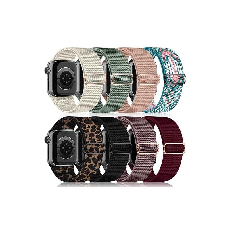 chinbersky 8 Pack Bracelets Compatibles avec Bracelet Apple Watch 41mm 38mm 40mm Femmes Hommes, Bracelet en Réglable Nylon élast