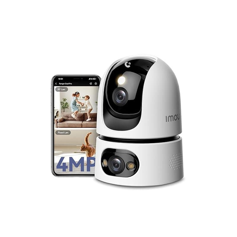 Imou 4K(4MP+4MP) Caméra Surveillance WiFi Intérieur Double Objectif, WiFi 2,4G/5GHz, Vision Nocturne Couleur, Détection de Perso