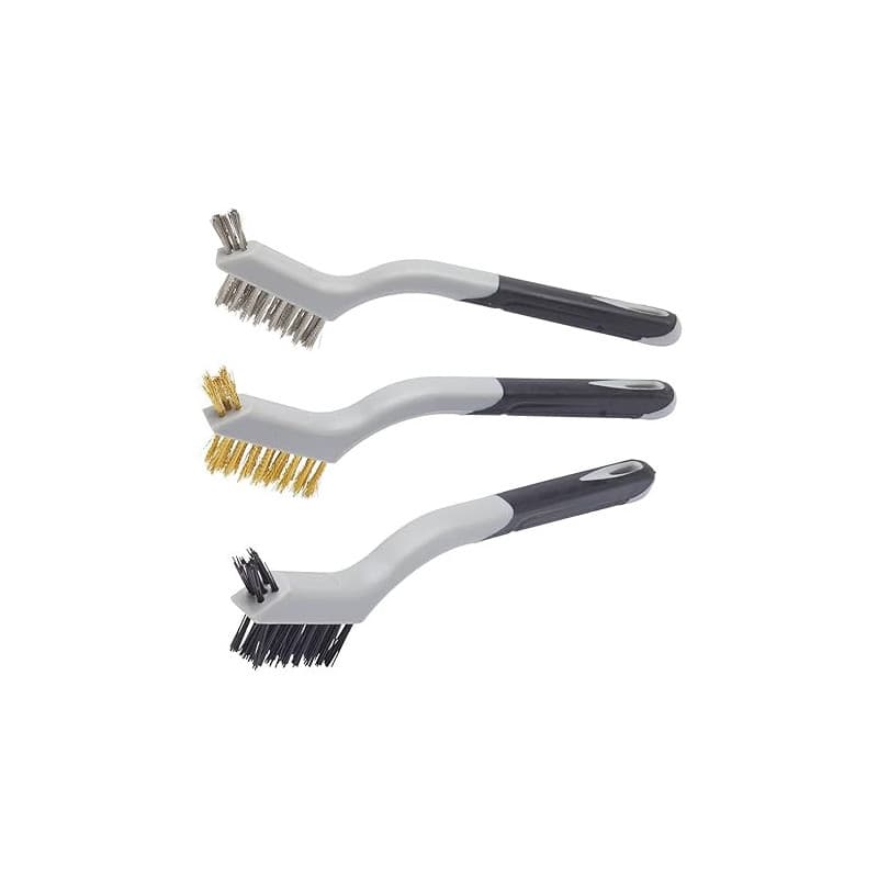 Fit For The Job Lot de 3 mini brosses métalliques multi-usages poignée souple - brosses nylon, laiton, acier pour retrait peintu