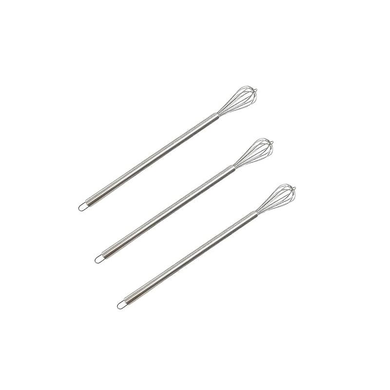 Dargkwn Lot de 3 Mini Fouets en Acier Inoxydable, Petit Fouet de Cuisine pour Tasses, Mélangeur Manuel pour Matcha, Chocolat Cha