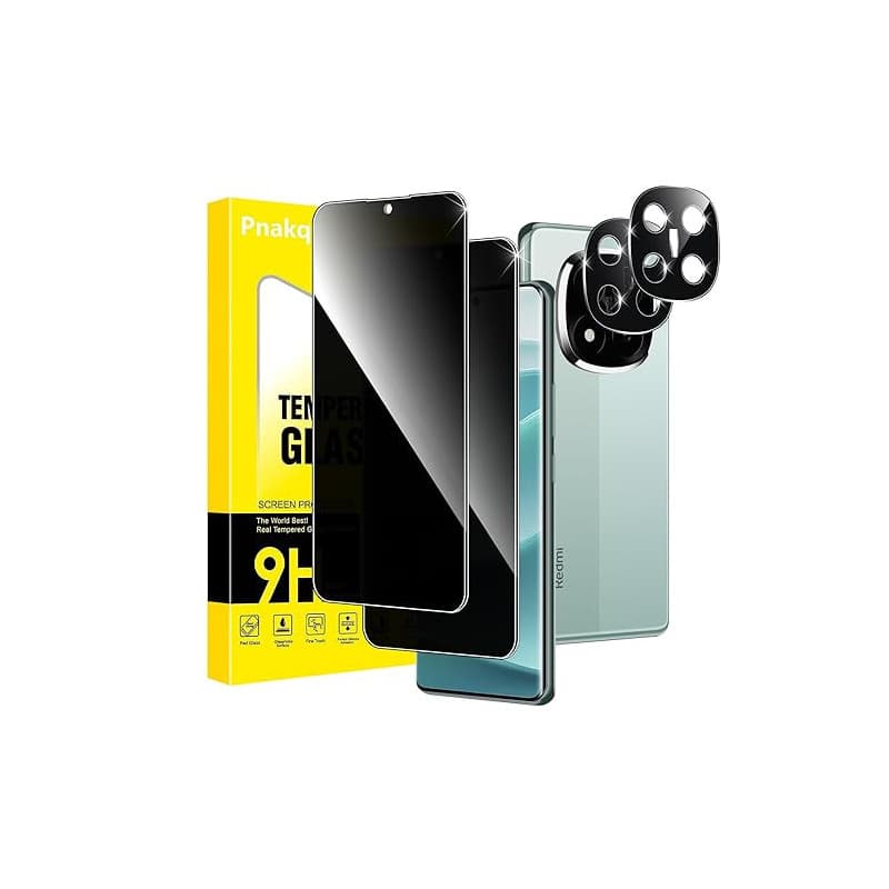 Pnakqil Verre Trempé Anti Espion pour Xiaoimi Redmi Note 14 Pro Plus/Note 14 Pro+ 5G Protection Ecran avec Protecteur Objectif C