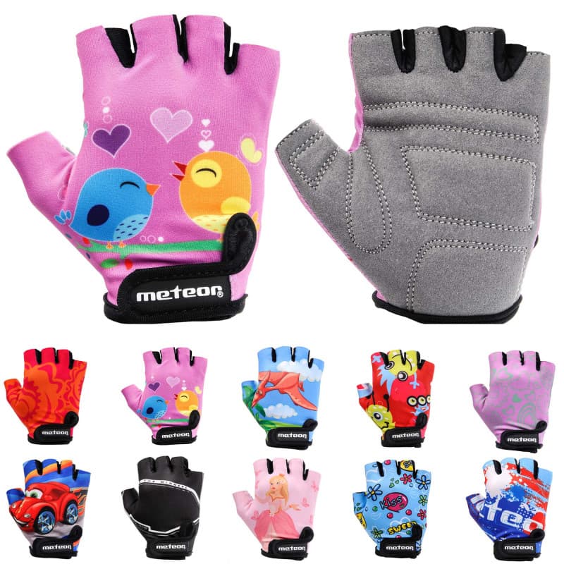 meteor Gants de Vélo Enfant Demi-Doigts Antidérapants Respirants Antichoc, Réglables pour Garçons et Filles, VTT, Cyclisme, Trot