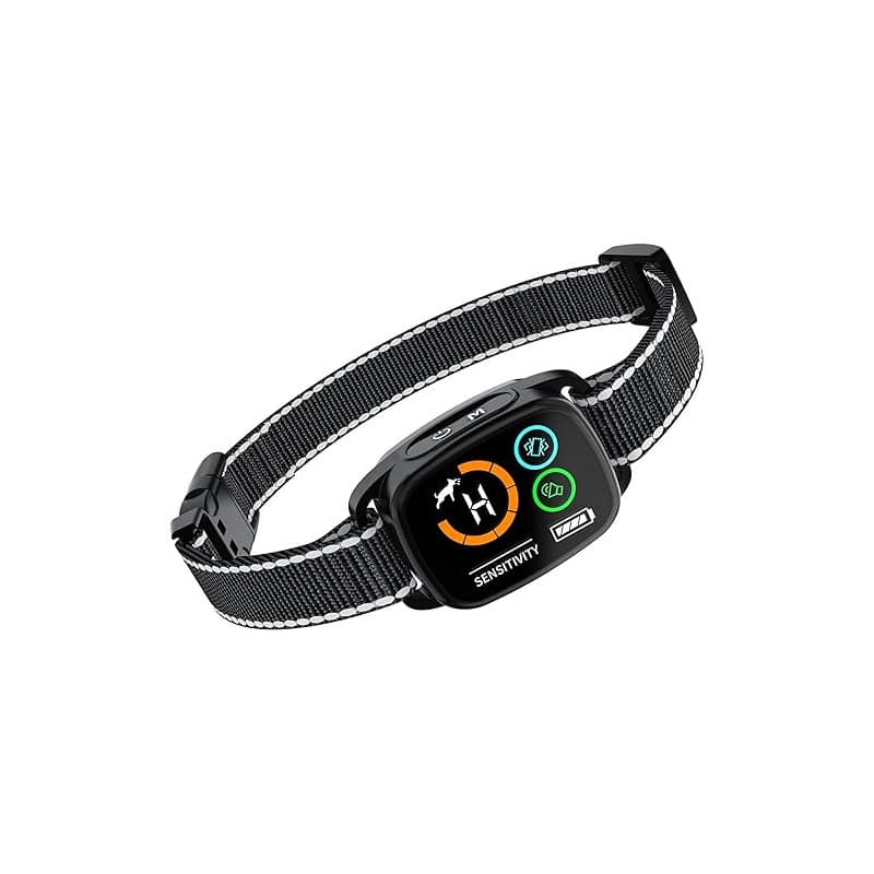 Collier Anti Aboiement Chiens,Modes Son/Vibration/Vibration Forte, Détection Intelligente des Aboiements, Rechargeable, Étanche