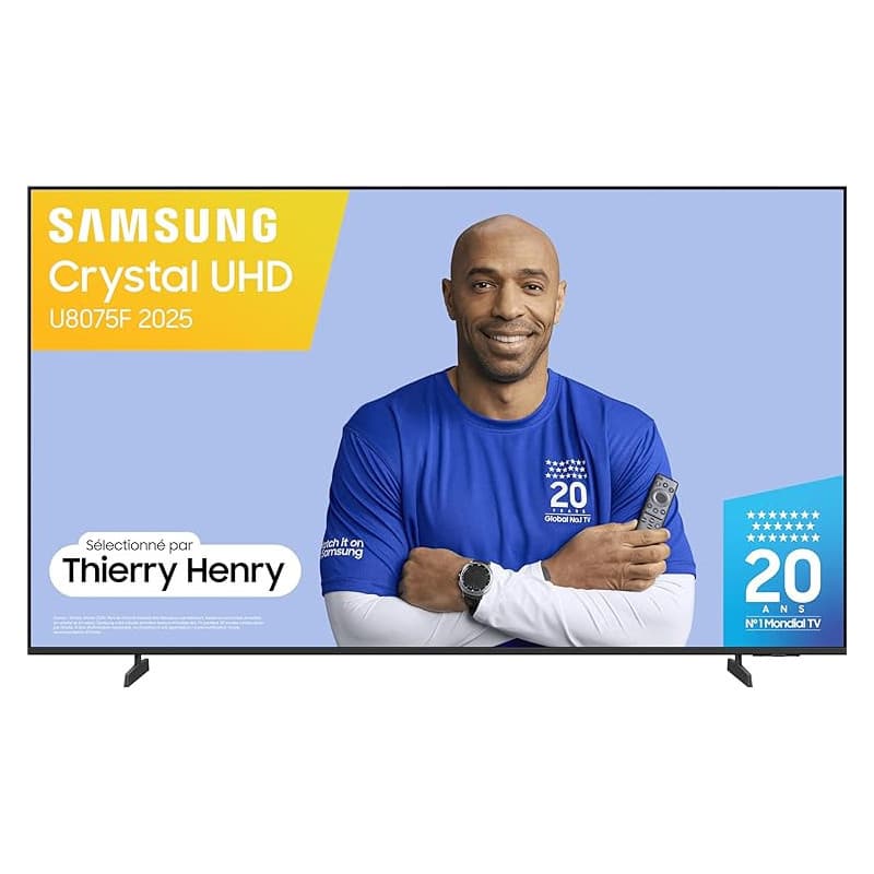 Samsung TV 65 Pouces Crystal UHD 65U8075F 4K Smart TV, Bluetooth, WiFi, Airplay, Crystal Processor 4K, HDR, Q-Symphony, Knox Sec