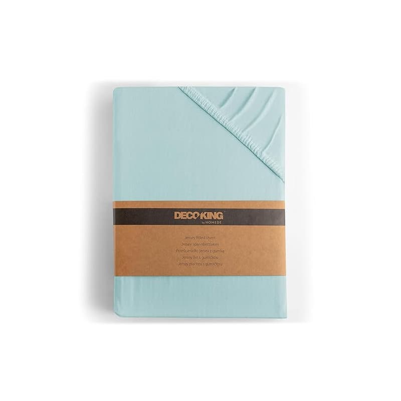 DecoKing Drap-Housse 200x220-220x240 cm 100% Coton Peigné Jersey Doux Drap Housse 200x220cm - 220x240cm Bleu Clair Amber