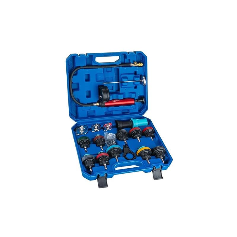 GOTLUCK 19PCS Testeur de Système de Refroidissement,Kit de Test de Pression Radiateur Système,Pompe de Liquide de Refroidissemen