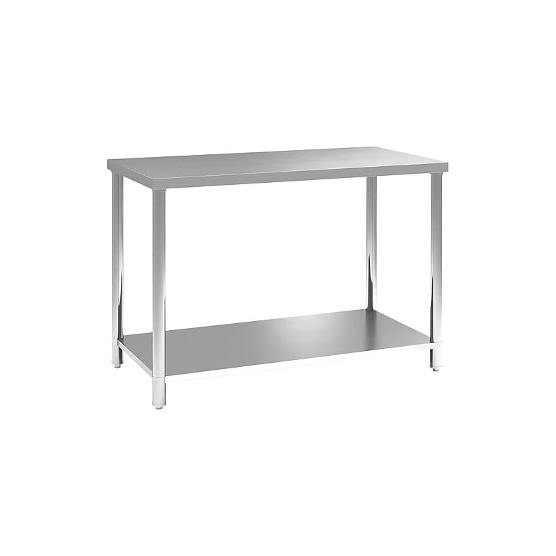 HOMCOM Table de Travail à 2 étagères, établi d'atelier en Acier Inoxydable, Plan de Travail pour Atelier, Garage, Hangar, Charge