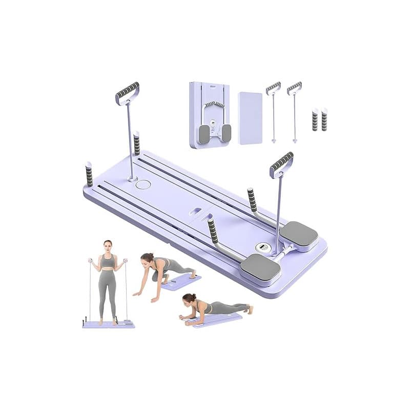 VHV Pilates Reformer Compact, 5 en 1 Pilates Pliable,La roue abdominale push-up rebondit automatiquement Minuterie, Ab Roller Fi