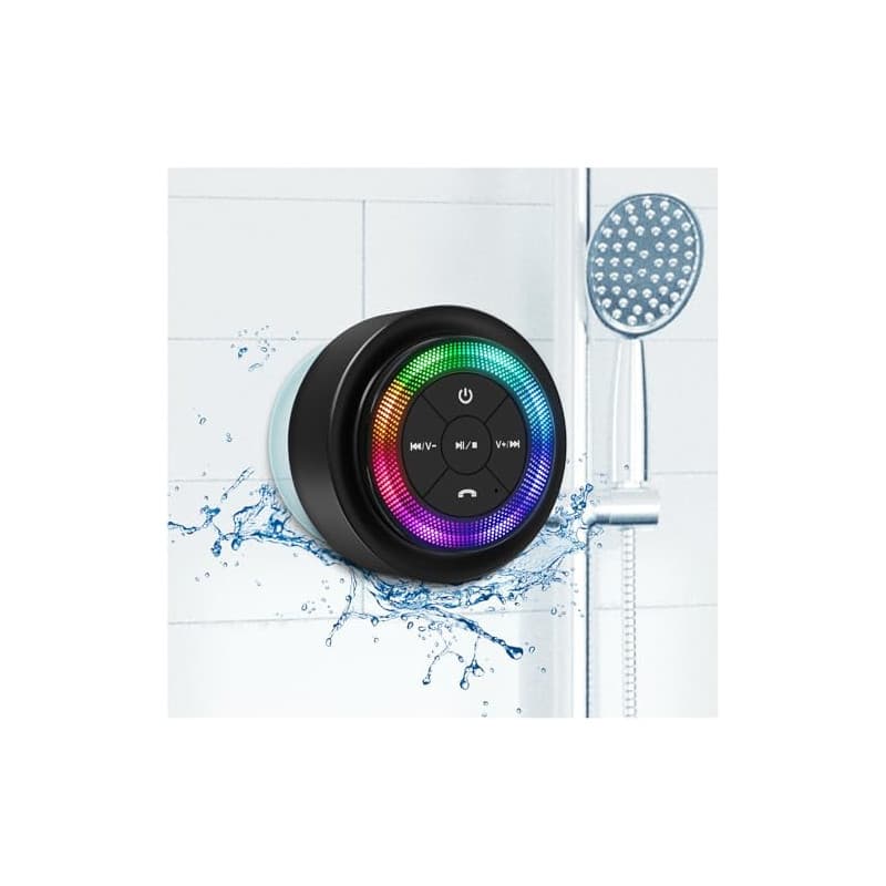 Xleader Mate Enceinte Bluetooth Douche, Mise à Niveau, étanche IPX7,Petite Enceinte Bluetooth Speaker puissante avec lumière, Ve