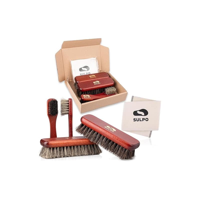 SULPO Lot de brosses à chaussures - Brosse à chaussures en crin de cheval souple - Entretien des chaussures de qualité supérieur