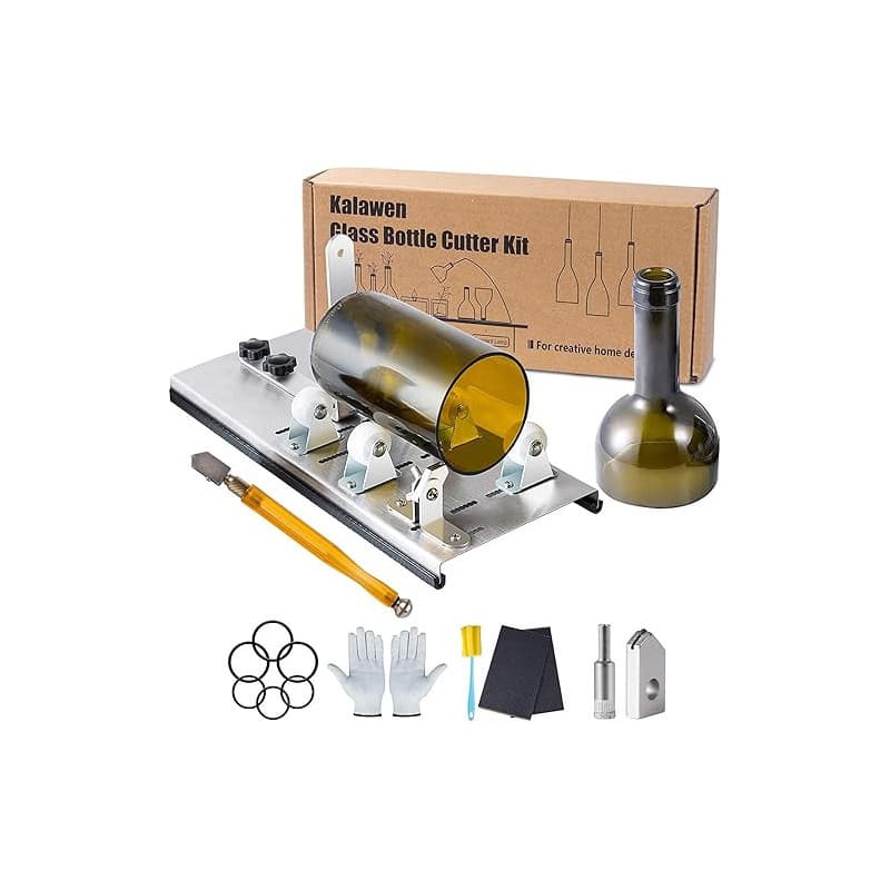 Kalawen Kit de coupe pour bouteille en verre réglable Outil de bricolage, ensemble de machine de découpe en acier inoxydable pou