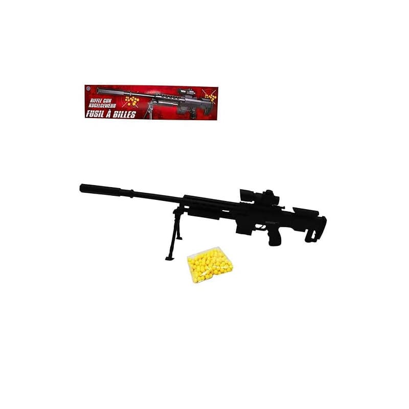 Airsoft Réplique de Fusil à Billes avec Trépieds 81cm et Lunette Factice, 0,5 Joule, Tir Coup par Coup, 18 Billes Incluses