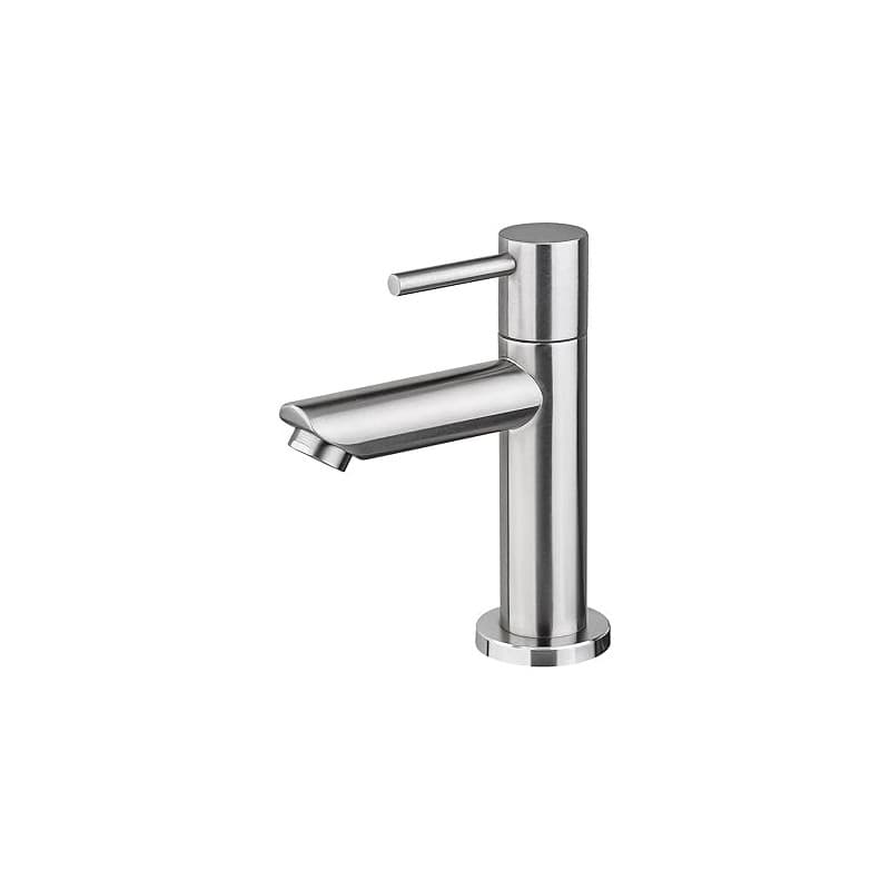 Ibergrif M18103 Mitigeur de lavabo à eau froide, monocommande pour lavabo extérieur, WC invités, acier inoxydable, finition bros