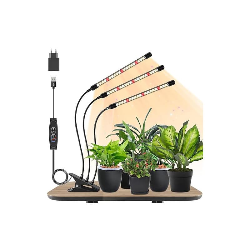 Niello 3Têtes Lampe pour Plantes, Lampe de Plante en Croissance, Auto - on/off 3/9/12H, Spectre Complet Lampe LED Horticole pour