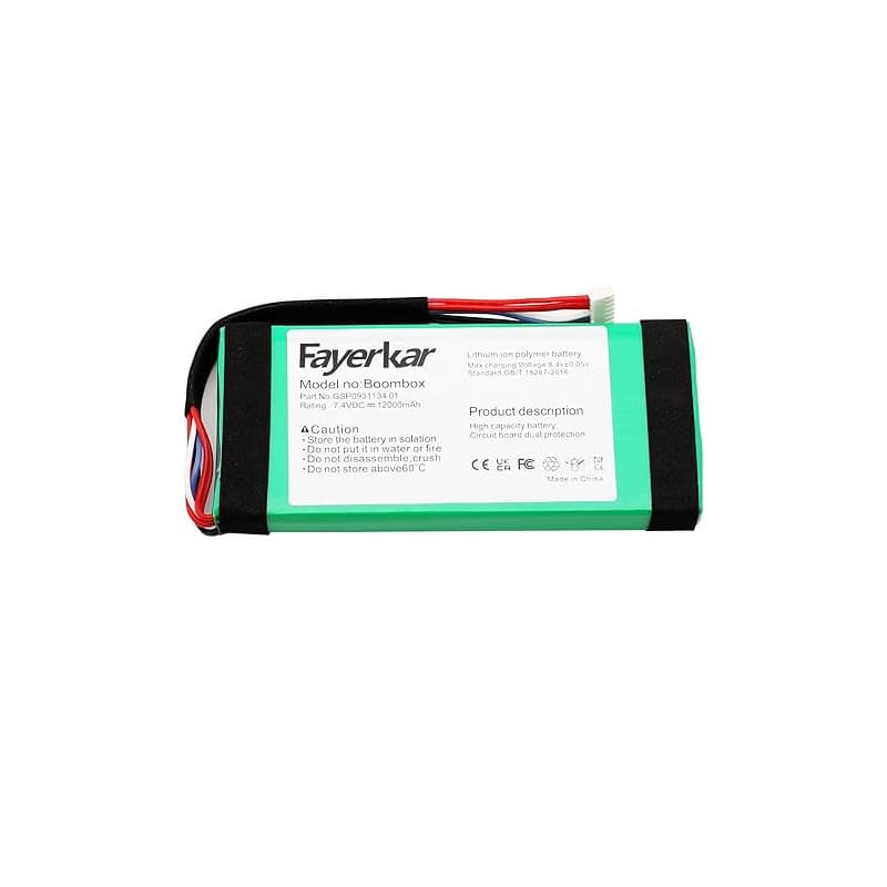 Fayerkar Batterie neuve adaptée pour la batterie audio Bluetooth JBL Boombox, God of War 1, GSP0931134 01 (7,4 V 12000 mAh)