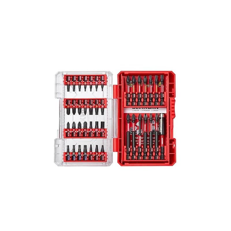 Geinxurn Coffret de 42 Embouts de Vissage en Acier S2 Magnétique, (TX-, TR-, PZ-, PH-, SL-, Hex-) Emoubut pour Tournevis Visseus