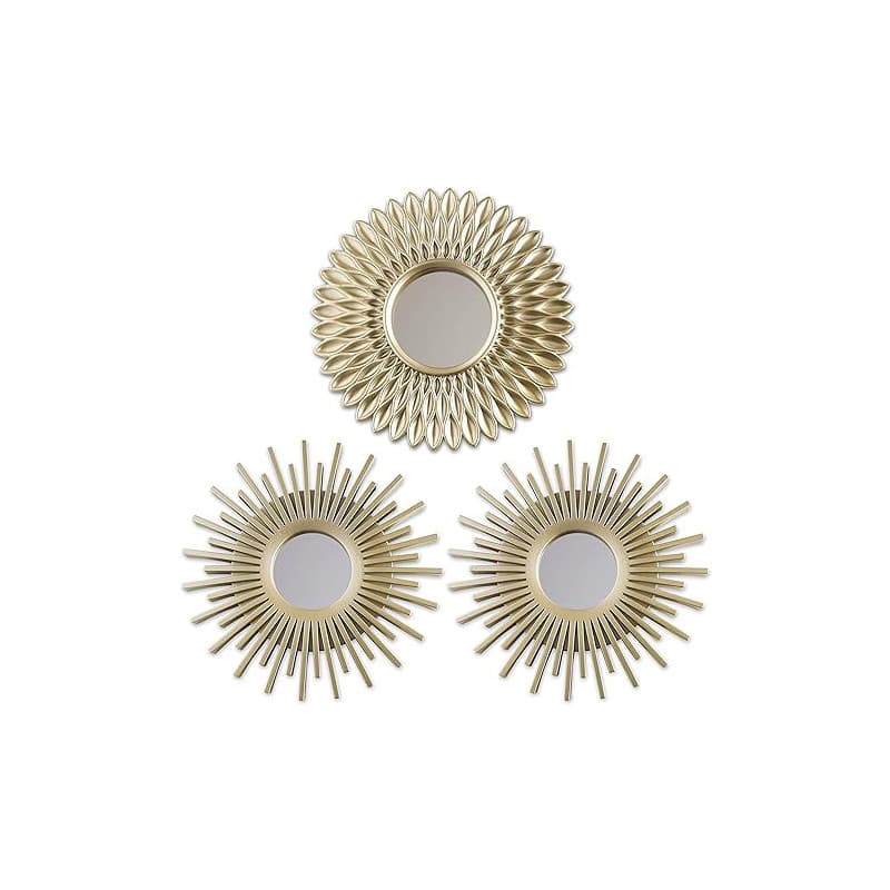 BONNYCO Miroir Murale 3 Pièces. Miroir Rond Soleil pour Decoration Murale dans Maison, Salon et Chambre. Ornements Accrocher au