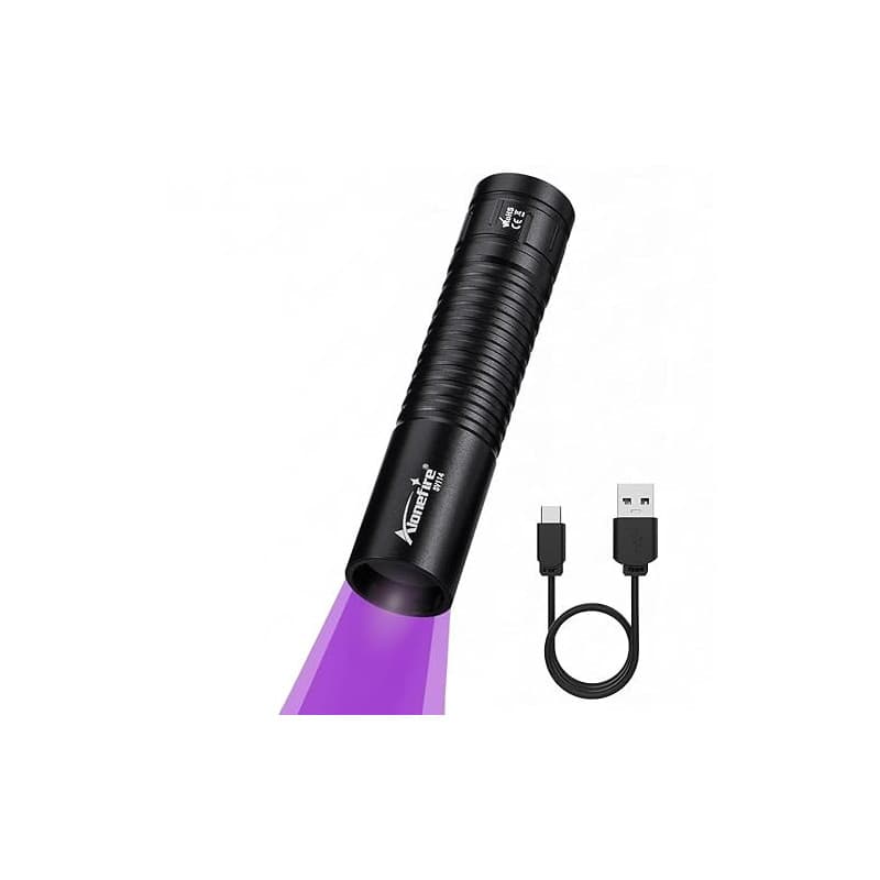 Alonefire SV114 3W Lampe Torche UV LED 365nm Petit Type C USB Rechargeable Lampe Ultraviolet Lumiere Noire Détecteur D'urine pou