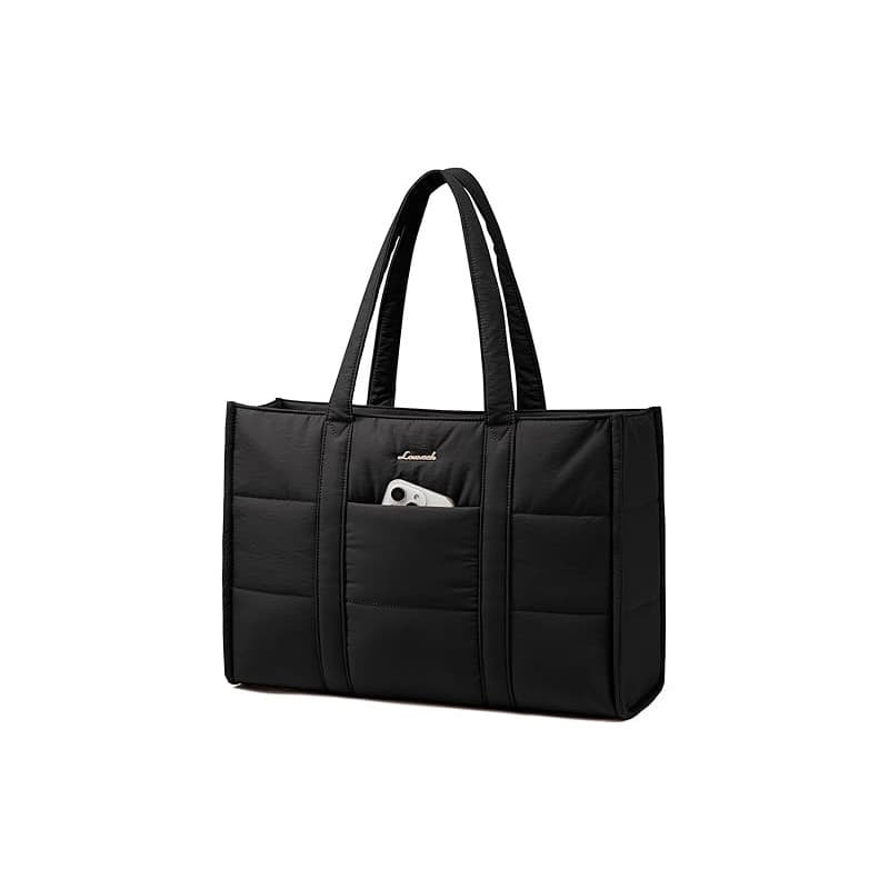 LOVEVOOK Sac Cabas Femme, Puffer Sac a Main Sacs Ordinateur Grand, Sac de Cours Sac Fourre Tout pour Les Cours Lycee Travail Uni