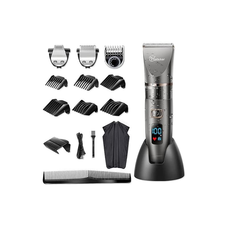 Hatteker Tondeuse Cheveux Professionnelle Sans Fil Barbe Hommes Rasoir Corps Tondeuse de Précision Imperméable 3 en 1