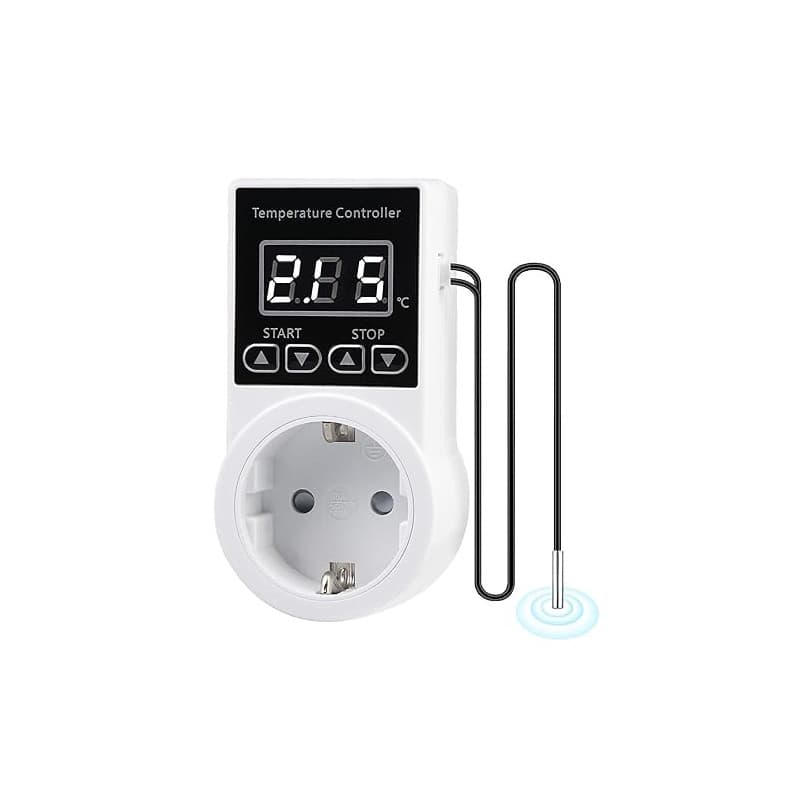 Vaileal 1 prise thermostatique numérique, régulateur de température avec sonde, régulateur de thermostat numérique avec écran LC