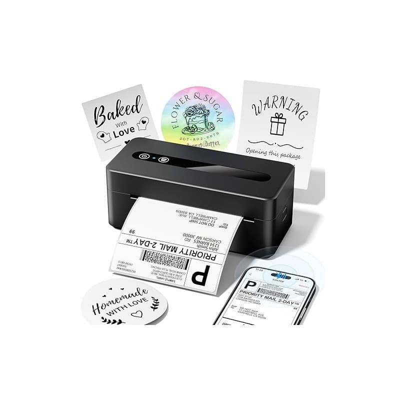 TATTMUSE Imprimante d'étiquettes d'expédition 4x6 pour Connectivité Bluetooth et USB, Imprimante Thermique Etiquette Compatible