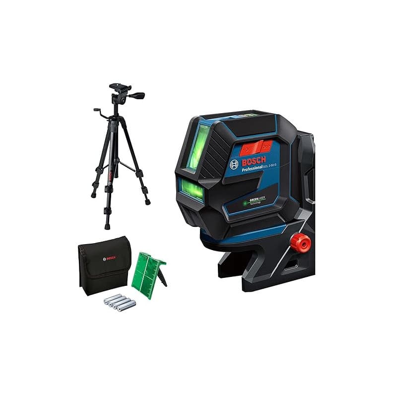 Bosch Professional Niveau Laser GCL 2-50 G (faisceau vert, d'intérieur, support RM 10, trépied BT 150, portée visible: jusqu’à 1