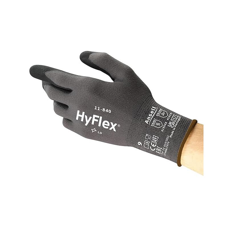 Ansell HyFlex 11-840 Gants de Travail Professionnels, Enduction Nitrile Résistante à l'Abrasion, Protection Industrielle Multius