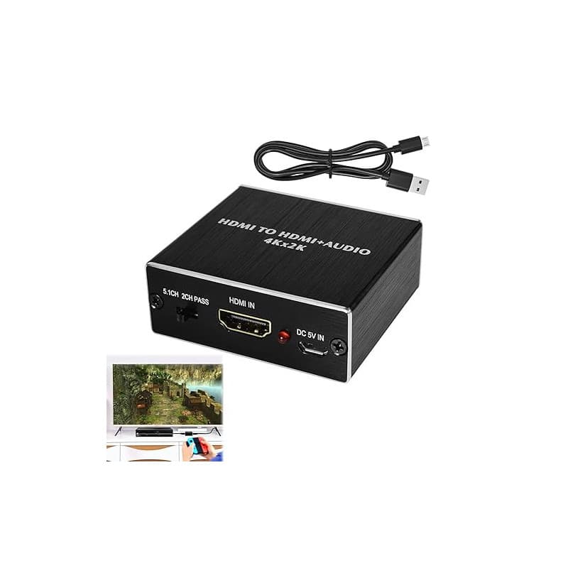 gsgfuis 4K x 2K HDM1 Audio Convertisseur Adaptateur, Extracteur Audio HDM1 Splitter, Répartiteur Audio HDM1, HDM1 vers HDM1 Audi