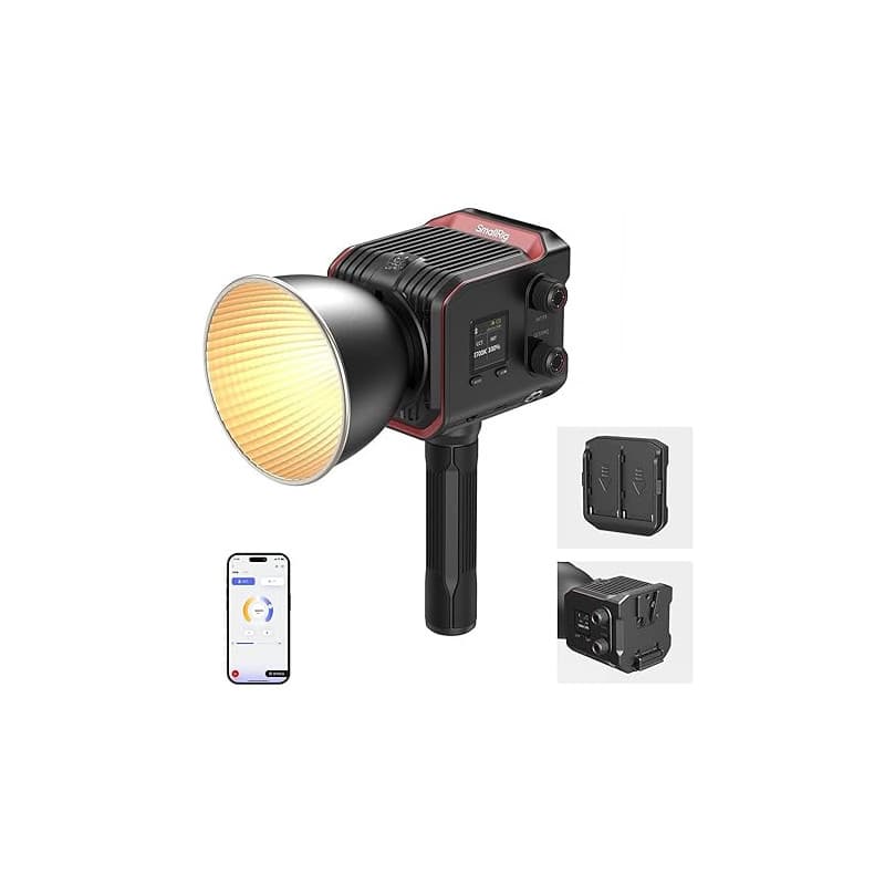 SMALLRIG RC 100B Lampe Vidéo COB avec Poignée, Lampe Vidéo Bicolore 2700K-6500K, Charge Rapide Type-C PD, Contrôle par Applicati