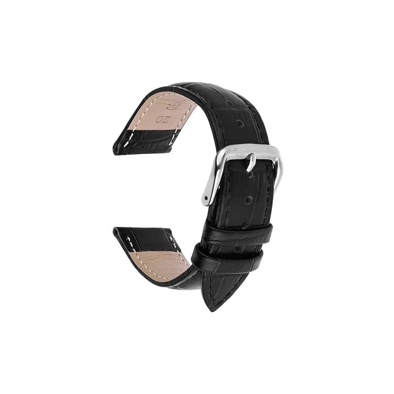 TIESOME Bracelet de montre en cuir, bracelet de remplacement en cuir de veau, bracelet à boucle en acier inoxydable pour hommes