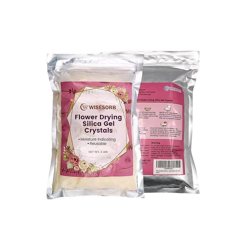 Wisesorb Gel de silice pour fleurs séchées 2 lb (900 g) – cristaux fins, réutilisables et avec indicateur de couleur – séchage r