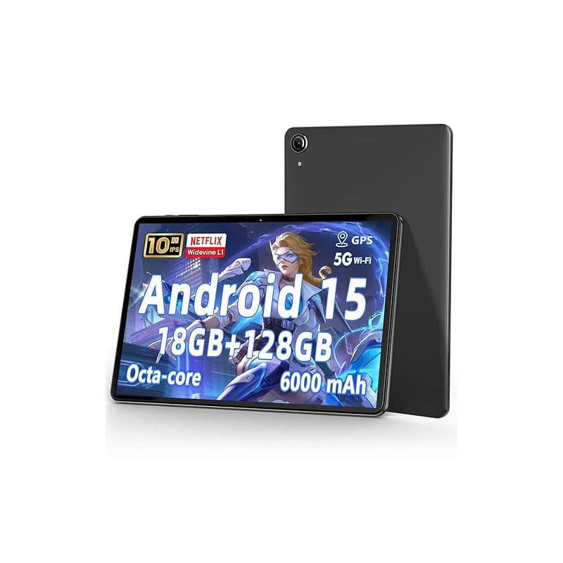 Aobante Tablette 10 Pouces Android 15: 18 Go de RAM + 128 Go de ROM (Extensible jusqu'à 1 to), processeur Octa-Core, écran HD IP