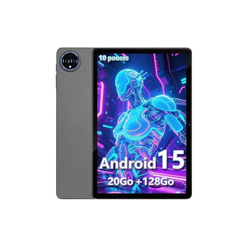 SIMPLORI Tablette 10 Pouces, Android 15, 20Go RAM + 128Go ROM(1 to Extensible) 8580 mAh Batterie, Octo-Cœur 5G WiFi Tablette Ta
