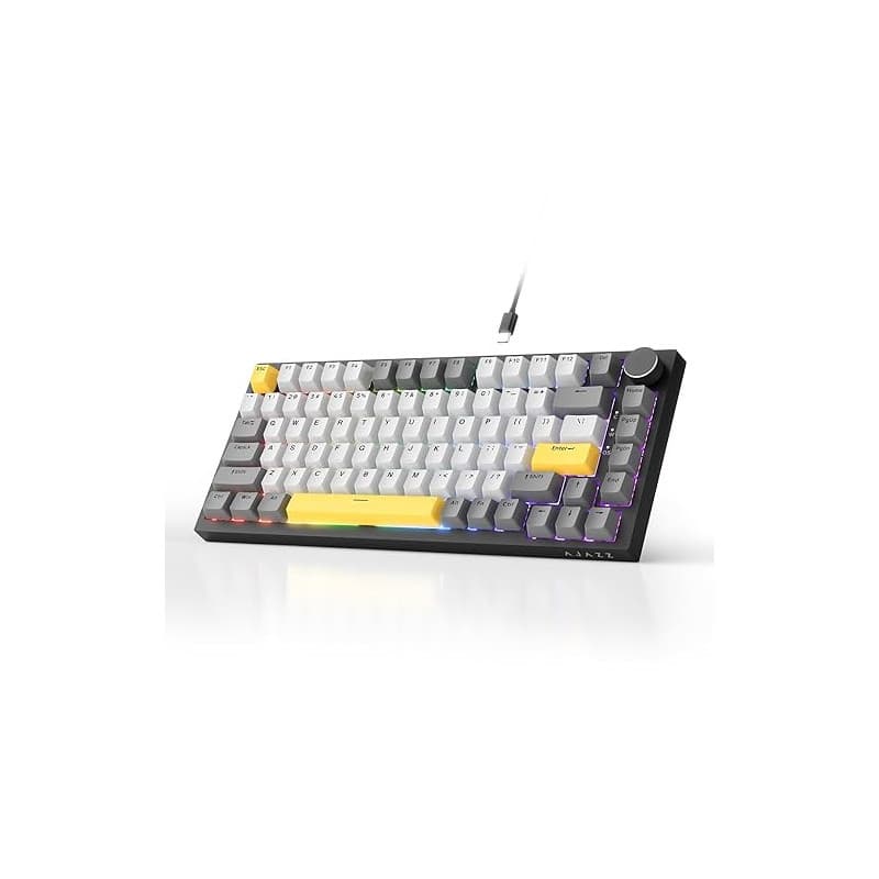 Clavier mécanique filaire AJAZZ AK820, clavier de jeu à 75 % avec bouton de contrôle du volume, touches PBT, 82 touches, coussin