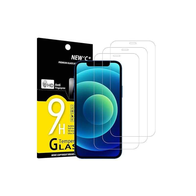 NEW'C Lot de 3, Verre Trempé pour iPhone 12 et iPhone 12 Pro (6,1"), Film Protection écran -sans Bulles d'air -Ultra Résistant (