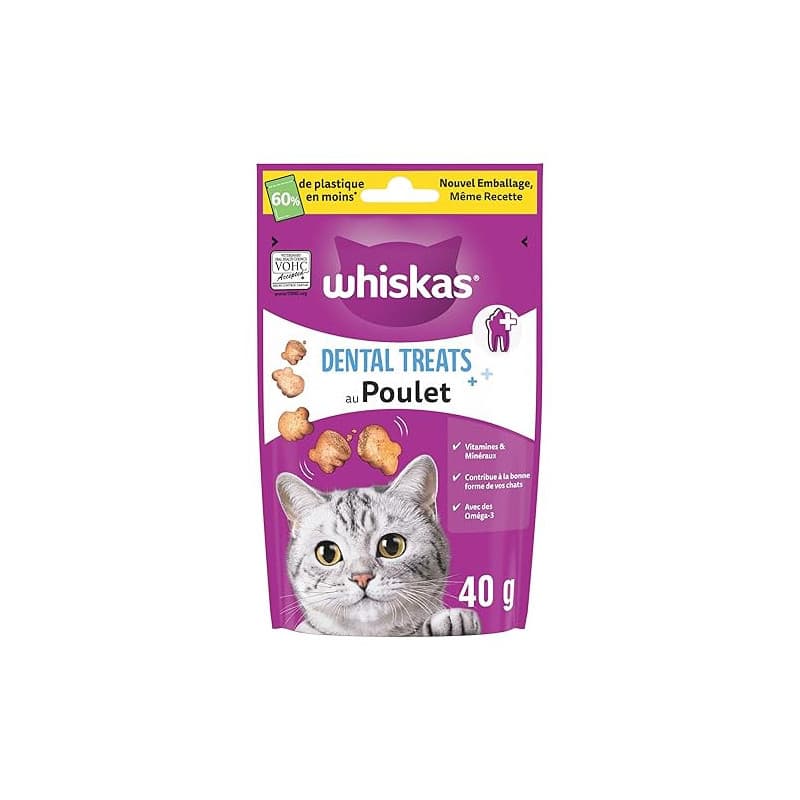 Whiskas Contrôle du Tartre Poulet Friandises pour Chats 40g Lot de 6