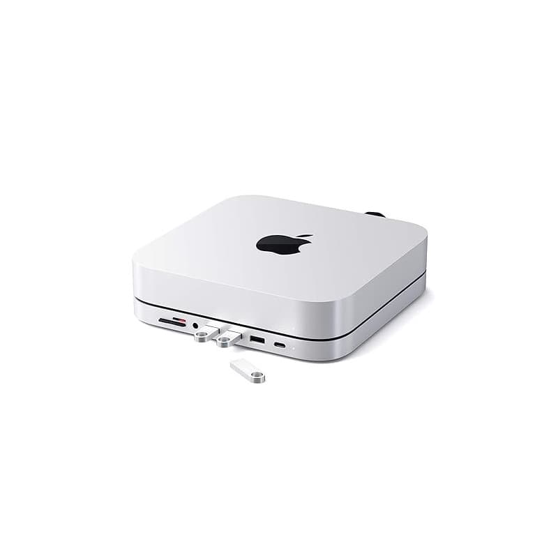 SATECHI Hub USB C et Support 7 en 1 pour Mac Mini M2/M1 avec 3X Ports USB-A et 1x USB C à 5 Gbps, Lecteurs Micro/SD, USB 3.0 et