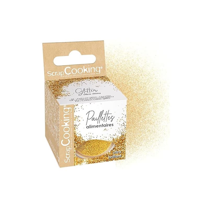ScrapCooking - Paillettes Alimentaires Dorées 5 g - Pour Pâtisseries & Cocktails - Décoration Alimentaire Comestible – Poudre Or