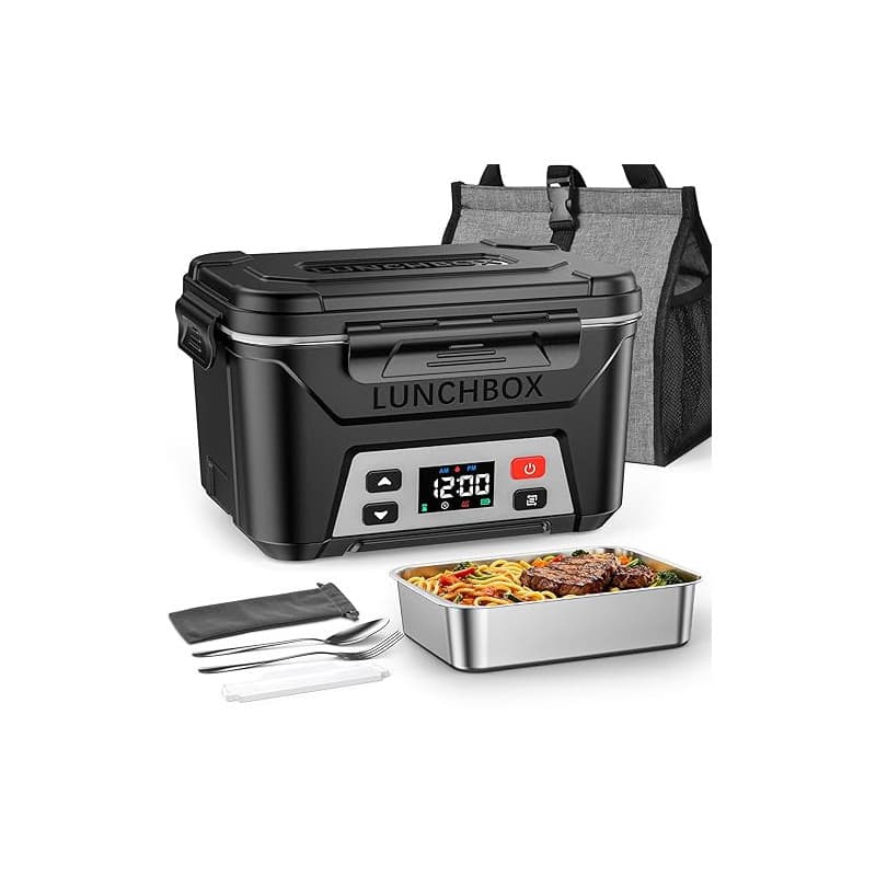 Docusvect Gamelle chauffante batterie, Lunch box chauffante rechargeable avec Chauffage Programmable, Chauffe plat électrique 1,