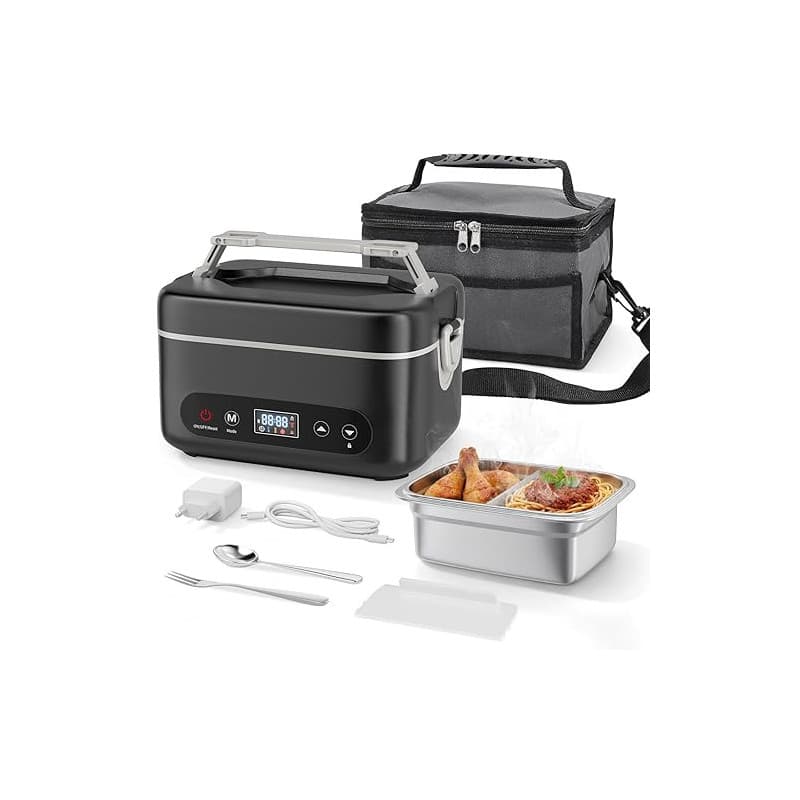 TLPEMN Gamelle Chauffante, 1.2L Electrique Lunch Box Chauffante Rechargeable, Boite Chauffante Repas Portable à Chauffage Rapide