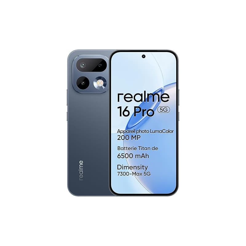 realme 16 Pro 5G Smartphone, 8Go+512Go, Écran AMOLED 144Hz 6,78", Batterie 6500mAh, Caméra 200MP OIS, IP69K, Charge Rapide 45W,