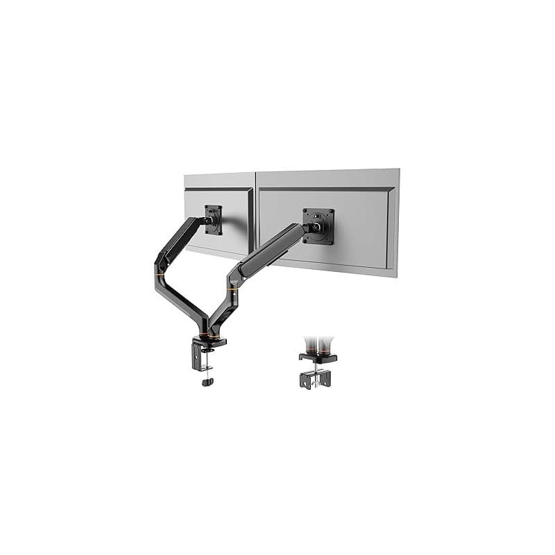 Ibergrif Bras Double Écran PC - Support 2 Moniteurs de 13 à 27 Pouces, Bras à Gaz Réglable en Hauteur, Inclinaison, Rotation de