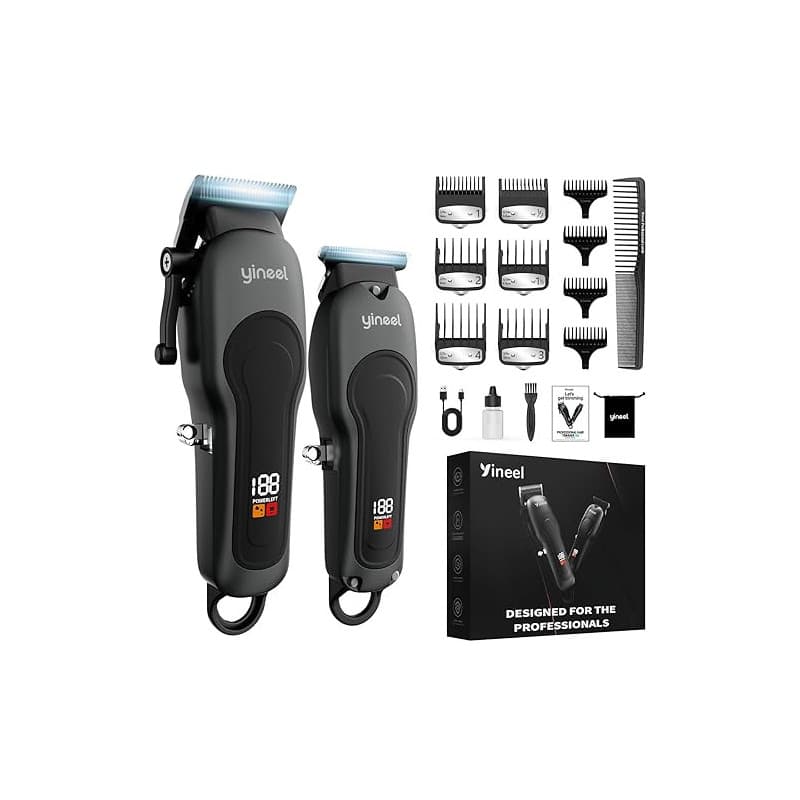 Yineel Tondeuse Cheveux Hommes Professionnelle, Kit Tondeuse Barbe et Cheveux sans Fil, Tondeuse Électrique avec Lame Céramique